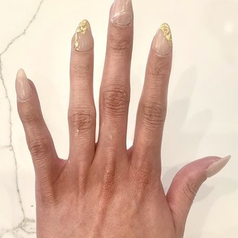 M. Vince' Nail Spa - Gold flakes and white marble done by Nikki - Nail Salons Near Me - Denver, Colorado