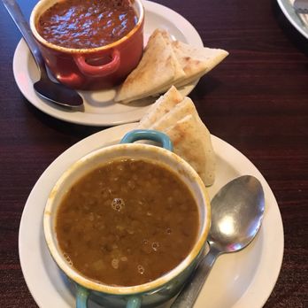 Caspian Grill - Lentil and tomato basil soups with pita - Middle Eastern Near Me - Louisville, Kentucky