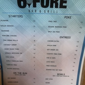 60Fore Bar & Grill - Menu - Bars Near Me - Kapolei, Hawaii