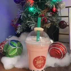 Sweet Market - Candy Cane Milk Bubble Tea with Tapioca Pearls