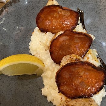 The Family - Risotto with scallops and "pepperoni" - French Near Me - Paris, 75 The Family - Risotto with scallops and "pepperoni" - French Near Me - Paris, 75