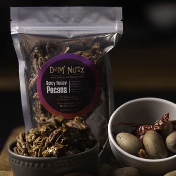 Dem' Nutz - Spicy Honey Pecans: medium slow sweet heat - Candy Stores Near Me Dem' Nutz - Spicy Honey Pecans: medium slow sweet heat - Candy Stores Near Me