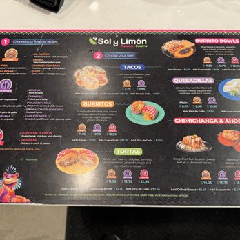 Sal y Limon - Front of menu~ (January 2026) - Mexican Near Me - Vancouver, British Columbia