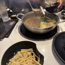 Udon noodles with rice and broth Udon noodles with rice and broth