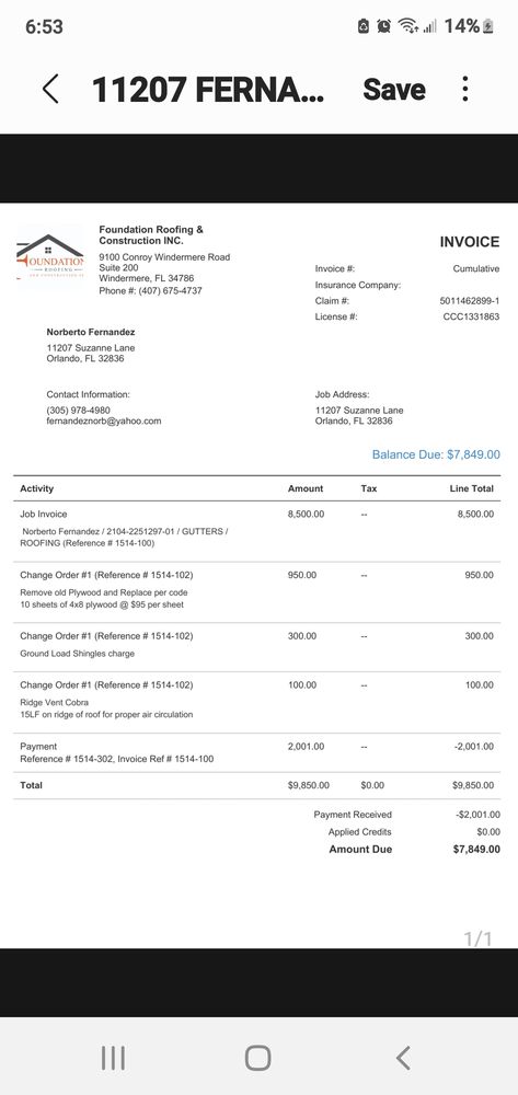 Slide of Foundation Roofing and Construction