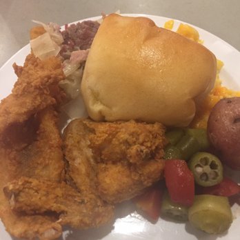 Granny Cantrell's - fried fish, fried wing, okra & tomatoes, roasted potato, corned beef & cabbage, baked macaroni & cheese, chicken & dumplings, bread - Buffets Near Me - Panama City, Florida Granny Cantrell's - fried fish, fried wing, okra & tomatoes, roasted potato, corned beef & cabbage, baked macaroni & cheese, chicken & dumplings, bread - Buffets Near Me - Panama City, Florida