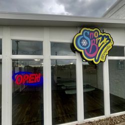 SnoBiz Maryville - This is the front of the brick and mortar, you can't miss the neon open sign