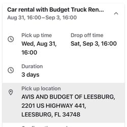 Budget Rent-A-Car - Rental confirmation