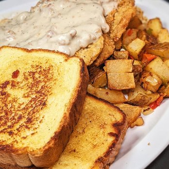 Dang BBQ - a plate of french toast and potatoes - Barbeque Near Me - Seaford, New York Dang BBQ - a plate of french toast and potatoes - Barbeque Near Me - Seaford, New York