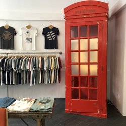Typographia - The fitting room... a British red telephone box!