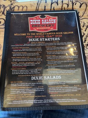 Menu photo 8 Dixie Saloon Mackinaw City, MI