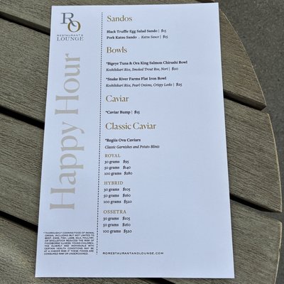Menu photo 8 RO Restaurant & Lounge Yountville, CA