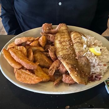 Pasha Mediterranean Grill - Fish and Shrimp Seafood Plate - Mediterranean Near Me - San Antonio, Texas