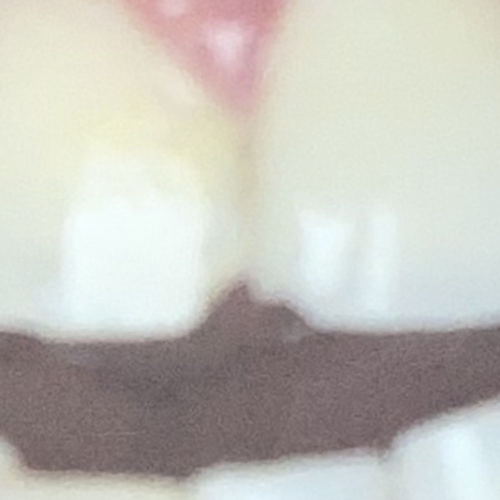 a close up of a mouth with a missing tooth