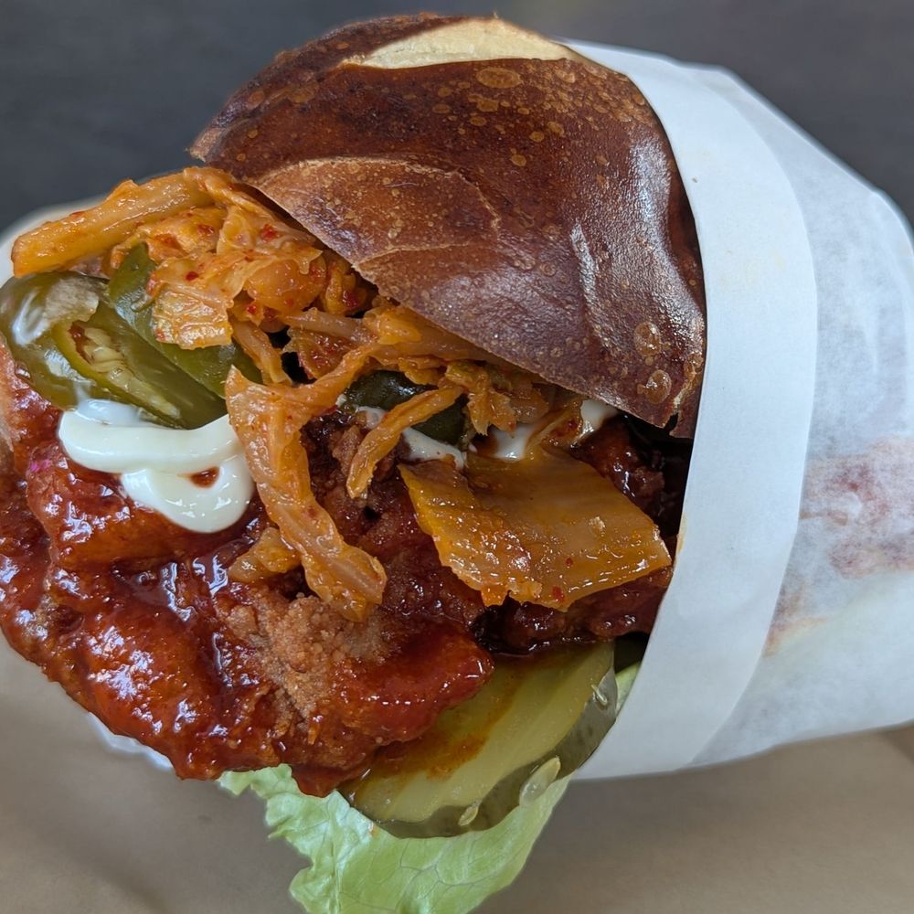 Kimchee Korean Fried Chicken Sandwich is one of the best things I have ever eaten. Kimchee Korean Fried Chicken Sandwich is one of the best things I have ever eaten.