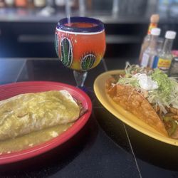 Habanero's Mexican Grill - California Burrito and Chicken Fajita salad with Texas Margarita