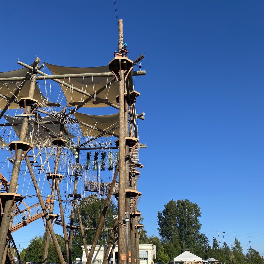 Ropes course and zip line. Ropes course and zip line.