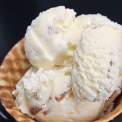 Down Home Creamery - The peanut butter ice cream in a Waffle Bowl.
