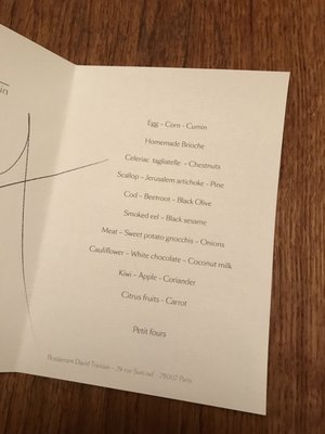 Menu photo 3 David Toutain Paris, 75 Menu photo 3 David Toutain Paris, 75