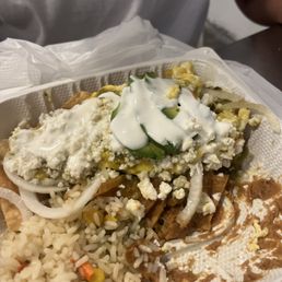 Green eggs, chips, rice&cheese Green eggs, chips, rice&cheese