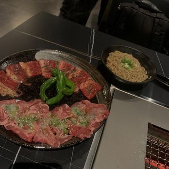 Sosogu - Jbbq premium meats that also included garlic noddles (plus cabbage salad, tofu, shrimp, & about 4 other meats) - Sushi Bars Near Me - Long Beach, California Sosogu - Jbbq premium meats that also included garlic noddles (plus cabbage salad, tofu, shrimp, & about 4 other meats) - Sushi Bars Near Me - Long Beach, California
