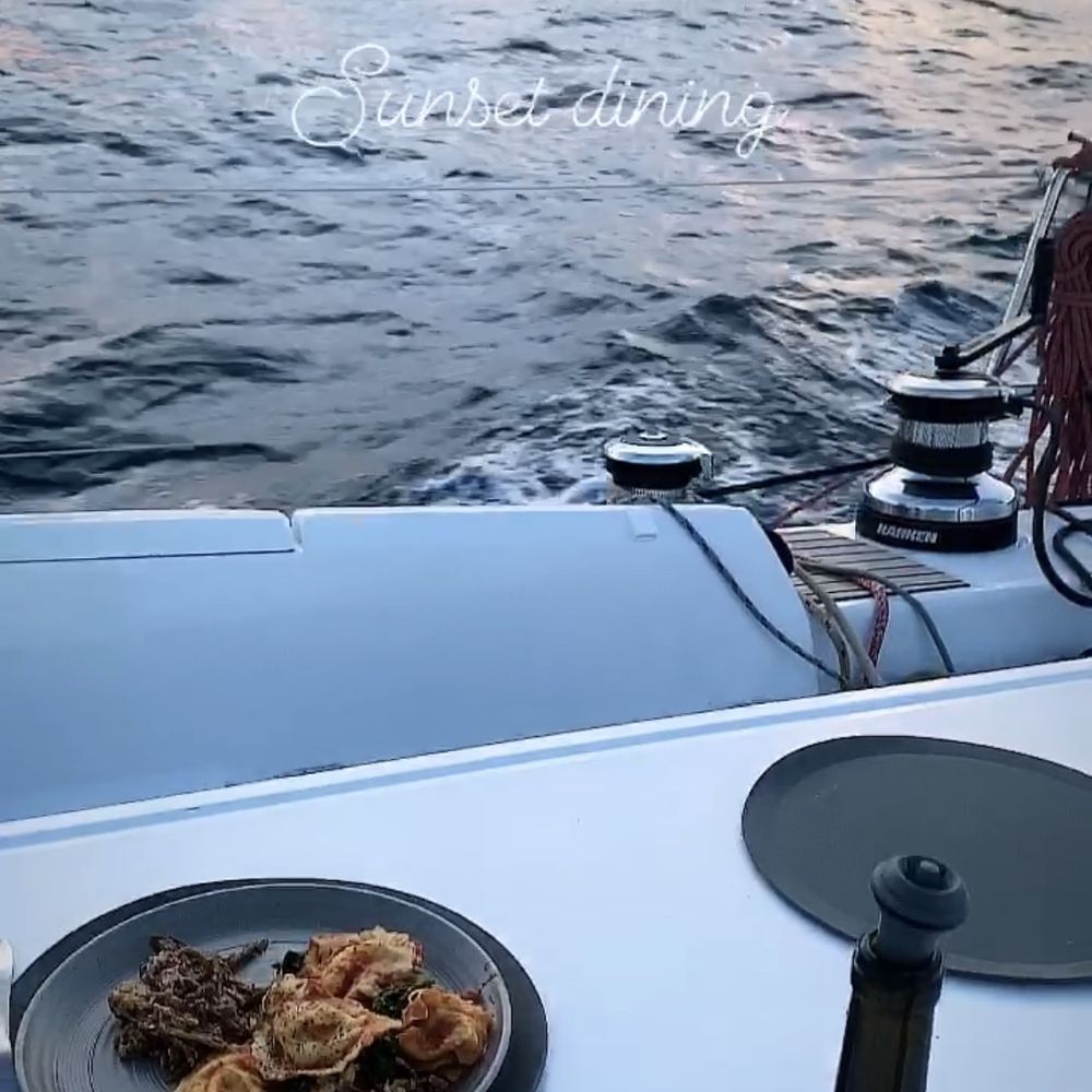 Genesis Yacht Charters - Having a sunset dinner while sailing past the Florida coast on Genesis! - Boat Charters Near Me - Miami, Florida