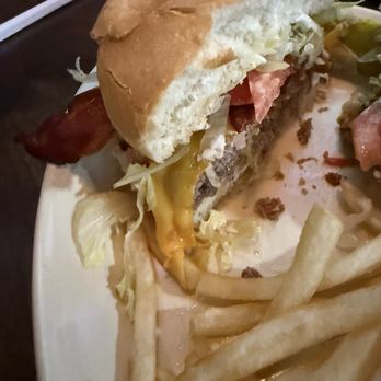 Buffalo Bros - THE BROS BURGER cut in half. I dove in before I took a picture lol. - American Near Me - Burleson, Texas