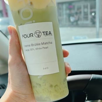 Fourtea - Creame brulee matcha 50% sugar white pearl - Coffee & Tea Near Me - Orange, California
