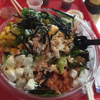 Deep Sea Poke - Poke with 1/2 brown rice, half spring salad. Spicy Tuna, Salmon tossed in a Light Garlic Ponzu/Yuzu sauce, Albacore and Scallops. Heaven! - Poke Near Me - Santa Clarita, California Deep Sea Poke - Poke with 1/2 brown rice, half spring salad. Spicy Tuna, Salmon tossed in a Light Garlic Ponzu/Yuzu sauce, Albacore and Scallops. Heaven! - Poke Near Me - Santa Clarita, California