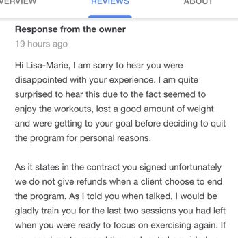 Invictus Fitness - This is Nicole's response to my Google/Yelp review. - Trainers Near Me - Austin, Texas