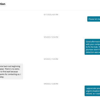 Volunteer Leak Detection - Reached out on Yelp on Wed the 6th and got ghosted even though they answered quickly before. - Plumbing Near Me Volunteer Leak Detection - Reached out on Yelp on Wed the 6th and got ghosted even though they answered quickly before. - Plumbing Near Me