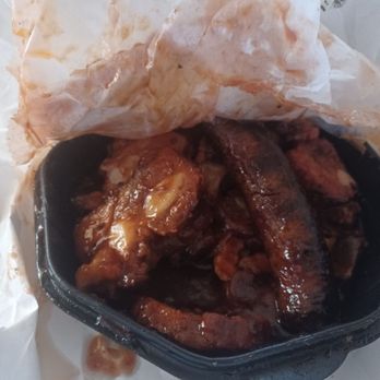 Wilma's Famous BBQ - Rib tips and hot link after I hate eaten some. - Barbeque Near Me - Dolton, Illinois Wilma's Famous BBQ - Rib tips and hot link after I hate eaten some. - Barbeque Near Me - Dolton, Illinois