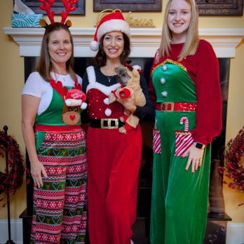 Cantrell Center for Physical Therapy & Sports Medicine - Cindy Rice, PTA, PRC; Tassie Cantrell, PT, CEO & President; Lizzy Oliver, PTA, pose for a photo in their festive outfits - Sports Medicine Near Me - Warner Robins, Georgia Cantrell Center for Physical Therapy & Sports Medicine - Cindy Rice, PTA, PRC; Tassie Cantrell, PT, CEO & President; Lizzy Oliver, PTA, pose for a photo in their festive outfits - Sports Medicine Near Me - Warner Robins, Georgia