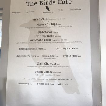 The Birds Cafe - Menu - Seafood Near Me - Bodega Bay, California