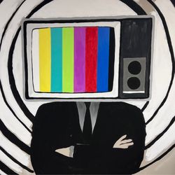 Cincy Scanning - Wall mural of TV guy.