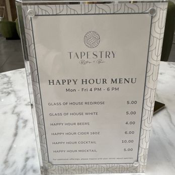 Tapestry - Happy hour drink menu - Cocktail Bars Near Me - San Francisco, California Tapestry - Happy hour drink menu - Cocktail Bars Near Me - San Francisco, California