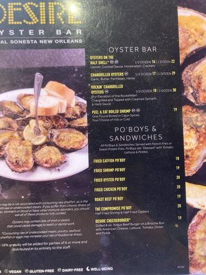 Menu photo 6 Desire Oyster Bar New Orleans, LA Menu photo 6 Desire Oyster Bar New Orleans, LA