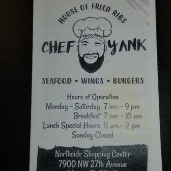 Chef Yank's - Hours of operation - Southern Near Me - Miami, Florida Chef Yank's - Hours of operation - Southern Near Me - Miami, Florida