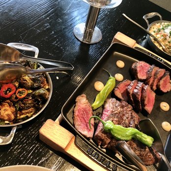 Bourbon Steak Orange County - Brussels, truffle Mac and cheese, Ribeye steak trio - Steakhouses Near Me - Dana Point, California