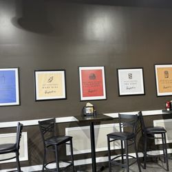 Fun signage in seating area