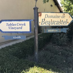 Signage for their partner winery in France.
