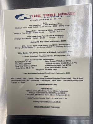 Menu photo 3 The Fish House Eatery Apex, NC