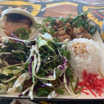 East Side King - Classic Bento box... dry pork belly bun, unimpressive Thai Chicken Kara - agé. The Brussels Sprouts Salad is the only good thing. - Asian Fusion Near Me - Austin, Texas East Side King - Classic Bento box... dry pork belly bun, unimpressive Thai Chicken Kara - agé. The Brussels Sprouts Salad is the only good thing. - Asian Fusion Near Me - Austin, Texas