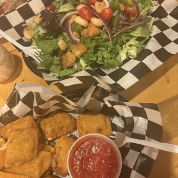 White Buffalo Pizza - Toasted ravioli appetizer and house salad (huge portion) - Bars Near Me - Grand Lake, Colorado White Buffalo Pizza - Toasted ravioli appetizer and house salad (huge portion) - Bars Near Me - Grand Lake, Colorado