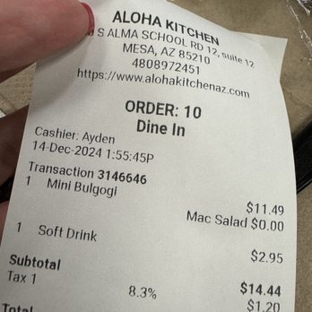 Aloha Kitchen - We had a reasonably priced meal, we shared a mini plate, which was a lot of food for two people. - Hawaiian Near Me - Mesa, Arizona