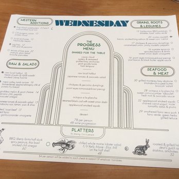 The Progress - Menu of the Day - New American Near Me - San Francisco, California