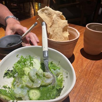 Alcalde - Shrimp Aguachile served with light chips and a spicy salsa.  The citrus was balanced with cucumber and cilantro.  Very good start. - Mexican Near Me - Guadalajara, JAL