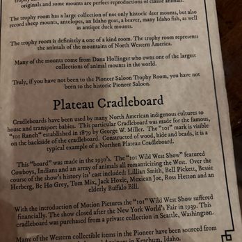 Pioneer Saloon - Lots to see inside and read in the menu. - Steakhouses Near Me - Ketchum, Idaho