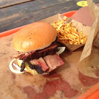 la Barbecue - Brisket sandwich and Chipotle Cole Slaw - Barbeque Near Me - Austin, Texas la Barbecue - Brisket sandwich and Chipotle Cole Slaw - Barbeque Near Me - Austin, Texas