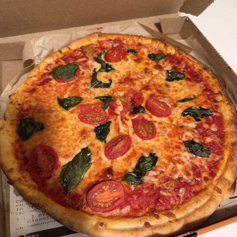 Blaze Pizza - Build Your Own Pizza (Large) with cheese, basil, and cherry tomatoes. - Pizza Near Me - Glendale, California